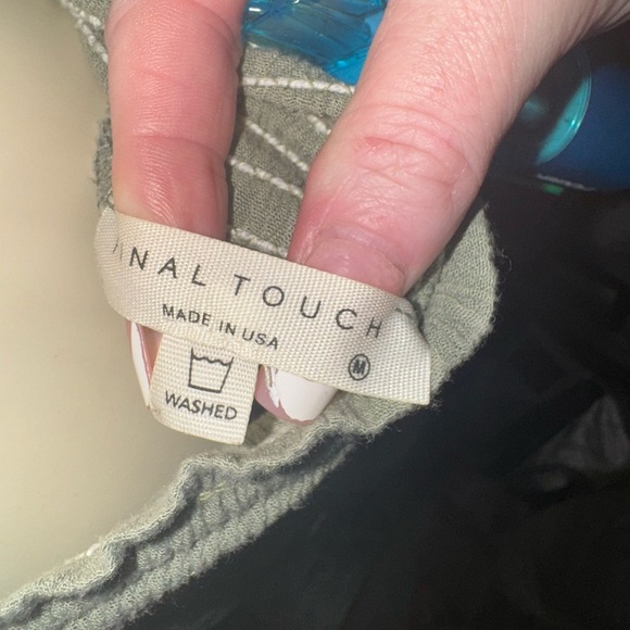 Final touch High waisted Boho Sage smocked waist Gauze Midi Skirt w Pockets M - Picture 5 of 15